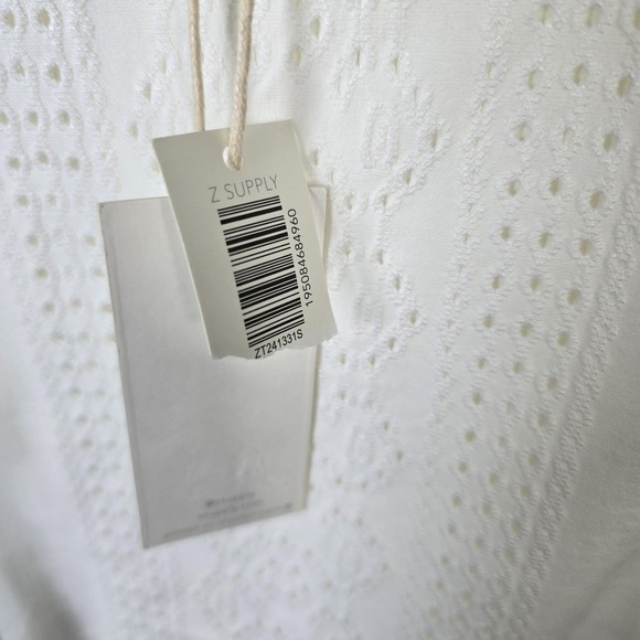 Z Supply White Eyelet Square Neck Cropped Tank Top Women's Size‎ L - Picture 4 of 6